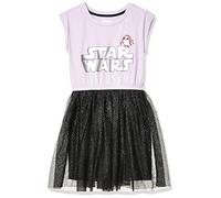 Amazon Essentials Disney | Marvel | Star Wars Girls' Knit Short-sleeved Tutu Dresses - Discontinued Colours, Black Purple Star Wars Logo, 5 Years