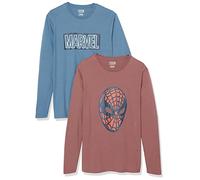 Amazon Essentials Disney | Marvel | Star Wars Men's Long-Sleeve T-Shirts, Pack of 2, Marvel Spider-Man, S