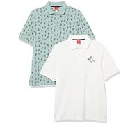 Amazon Essentials Disney | Marvel | Star Wars Men's Regular-Fit Cotton Pique Polo Shirt, Pack of 2, Mickey Peace, L