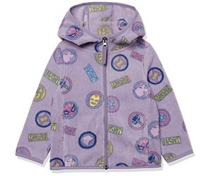 Amazon Essentials Disney | Marvel | Star Wars | Princess Girls' Polar Fleece Full-Zip Hoodie Jackets, Marvel Logo, 10 Years