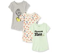Amazon Essentials Disney | Marvel | Star Wars | Princess Girls' Short-Sleeve Tunic T-Shirts, Pack of 3, 3-pack Disney Princesses, 2 Years