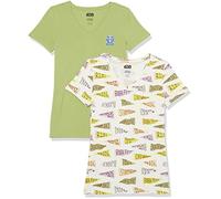 Amazon Essentials Disney | Marvel | Star Wars | Princess Women's Classic-Fit Short-Sleeve V-Neck T-Shirt, Pack of 2, Star Wars Pennant, S