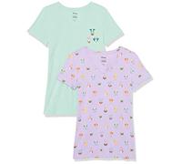Amazon Essentials Disney | Marvel | Star Wars | Princess Women's Classic-Fit Short-Sleeve V-Neck T-Shirt, Pack of 2, Minnie Faces, XS