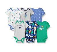 Amazon Essentials Disney | Marvel | Star Wars Unisex Babies' Short-Sleeve Bodysuits, Baby Vests, Pack of 6, Mickey Oh Boy, 6-9 Months