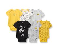 Amazon Essentials Disney | Marvel | Star Wars Unisex Babies' Short-Sleeve Bodysuits, Baby Vests, Pack of 6, Winnie the Pooh Oh Bother, 6-9 Months
