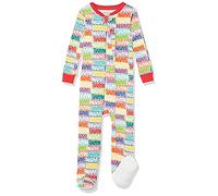 Amazon Essentials Disney | Marvel | Star Wars Unisex Babies' Snug-Fit Cotton Footed Pyjamas, Marvel Holiday Bricks - Sleep & Play, 0 Months