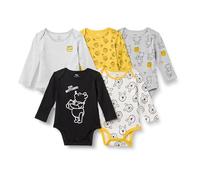 Amazon Essentials Disney | Marvel | Star Wars Unisex Baby Long-Sleeve Bodysuits, Baby Vests, Pack of 5, Winnie the Pooh Oh Bother, 6-9 Months