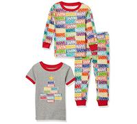 Amazon Essentials Disney | Marvel | Star Wars Unisex Kids' Flannel Pyjama Sleep Sets, Marvel Holiday Bricks - Baby and Kids, 4 Years