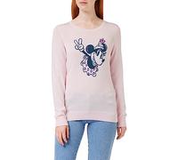 Amazon Essentials Disney | Marvel | Star Wars Women's Lightweight Crewneck Cotton Blend Ladies Jumper Long Sleeve Knit Sweater, Minnie Peace, M