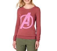 Amazon Essentials Disney | Marvel | Star Wars Women's Lightweight Crewneck Cotton Blend Ladies Jumper Long Sleeve Knit Sweater, Avengers Logo - Womens, XL