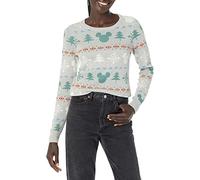 Amazon Essentials Disney | Marvel | Star Wars Women's Lightweight Crewneck Cotton Blend Ladies Jumper Long Sleeve Knit Sweater, Mickey Fair Isle - Womens, XL