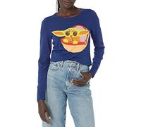 Amazon Essentials Disney | Marvel | Star Wars Women's Lightweight Long Sleeve Cotton Blend Knit Crewneck Jumper, Star Wars Grogu - Womens, S