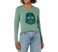 Amazon Essentials Disney | Marvel | Star Wars Women's Lightweight Long Sleeve Cotton Blend Knit Crewneck Jumper, Star Wars Vader, L