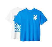 Amazon Essentials Disney Men's Cotton Regular-Fit Short-Sleeve Crewneck T-Shirt, Pack of 2, Blue Ivory Spider-man, L