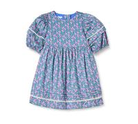 Amazon Essentials Girls' 100% Cotton Puff-Sleeve Fit & Flare Dress, Blue Posey Floral, 3 Years