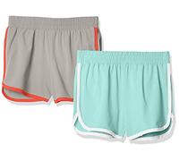 Amazon Essentials Girls' Active Running Shorts, Pack of 2, Aqua Blue/Grey, 2 Years