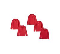 Amazon Essentials Girls and Toddlers' Long-Sleeve Interlock Polo Shirts, Multipacks