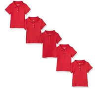 Amazon Essentials Girls and Toddlers' Short-Sleeved Uniform Interlock Polo Shirt, Multipacks