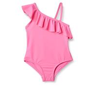 Amazon Essentials Girls' Asymmetric Frill One-Piece Swimsuit, Hot Pink, 5 Years