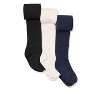 Amazon Essentials Girls' Cable Knit Tight, Pack of 3, White/Black/Navy, 7-10 Years