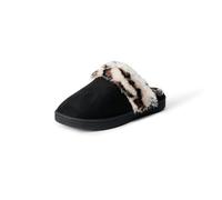Amazon Essentials Girls' Cosy Faux Fur Trim Slippers, Black, 5 Big Kid