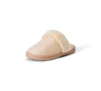 Amazon Essentials Girls' Cosy Faux Fur Trim Slippers, Sand, 4 Big Kid