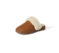 Amazon Essentials Girls' Cosy Faux Fur Trim Slippers, Tan, 6 Big Kid