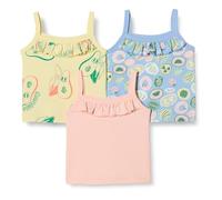 Amazon Essentials Girls' Cotton crop camisole, Pack of 3, Pink/Tropical Fruit, 9 Years