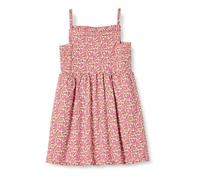 Amazon Essentials Girls' Cotton Strappy Midi Dress, Beige Hot Pink Posey Floral, 5 Years