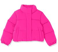 Amazon Essentials Girls' Cropped Full-Zip Puffer Jacket (Quilted Matte or Sherpa Fleece), Neon Pink, Large