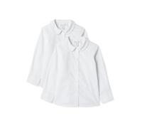 Amazon Essentials Girls' Easy-Iron Long-Sleeve Peter Pan School Uniform Shirt, Pack of 2, Bright White - 2 Pack, 4 Years
