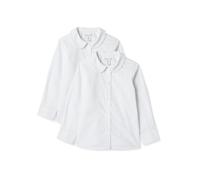 Amazon Essentials Girls' Easy-Iron Long-Sleeve Peter Pan School Uniform Shirt, Pack of 2, Bright White - 2 Pack, 12-13 Years