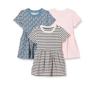 Amazon Essentials Girls' Fit and Flare Cotton Jersey Short-Sleeve T-Shirt Dress, Pack of 3