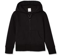 Amazon Essentials Girls' Fleece Zip-Up Hoodie Sweatshirt, Black, 9 Years