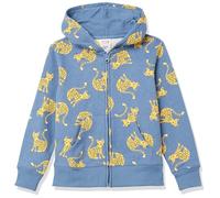 Amazon Essentials Girls' Fleece Zip-Up Hoodie Sweatshirt, Blue Cat, 6-7 Years