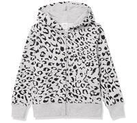 Amazon Essentials Girls' Fleece Zip-Up Hoodie Sweatshirt, Light Grey Heather Animal, 6-7 Years