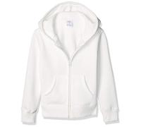 Amazon Essentials Girls' Fleece Zip-Up Hoodie Sweatshirt, White, 11-12 Years