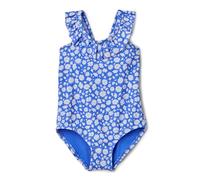 Amazon Essentials Girls' Frill-Trimmed One-Piece Swimming Costume, Blue Ditsy Floral, 10 Years