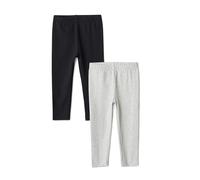 Amazon Essentials Girls' Girls Leggings 2 Pack, Black/Heather Grey, Large