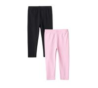 Amazon Essentials Girls' Girls Leggings 2 Pack, Black/Pink, 7-8 Years