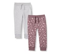 Amazon Essentials Girls' Joggers, Pack of 2, Light Grey Heather/Mauve Stars, 8 Years