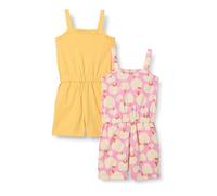 Amazon Essentials Girls' Knit Romper, Pack of 2, Apples/Warm Yellow, 5 Years