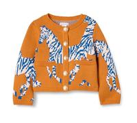 Amazon Essentials Girls' Knitted Cardigan, Dark Orange Zebra, 6-7 Years