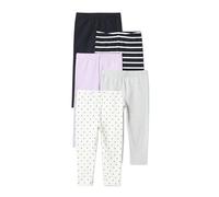 Amazon Essentials Girls' Leggings, Black/Lavender/Dot, Medium