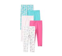 Amazon Essentials Girls' Leggings, Brights/Daisies/Rainbows, Small