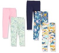 Amazon Essentials Girls' Leggings - Discontinued Colours, Pack of 5, Navy/Pink/Camo/Monster/Science, 8 Years