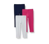 Amazon Essentials Girls' Leggings, Pack of 3, Navy Heather/Raspberry/White, 3 Years