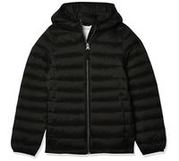 Amazon Essentials Girls' Lightweight Water-Resistant Packable Hooded Puffer Jacket, Black, 8 Years