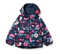 Amazon Essentials Girls' Lightweight Water-Resistant Packable Hooded Puffer Jacket, Navy Floral, 5 Years