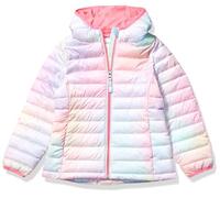 Amazon Essentials Girls' Lightweight Water-Resistant Packable Hooded Puffer Jacket, Pink Ombre, 10 Years